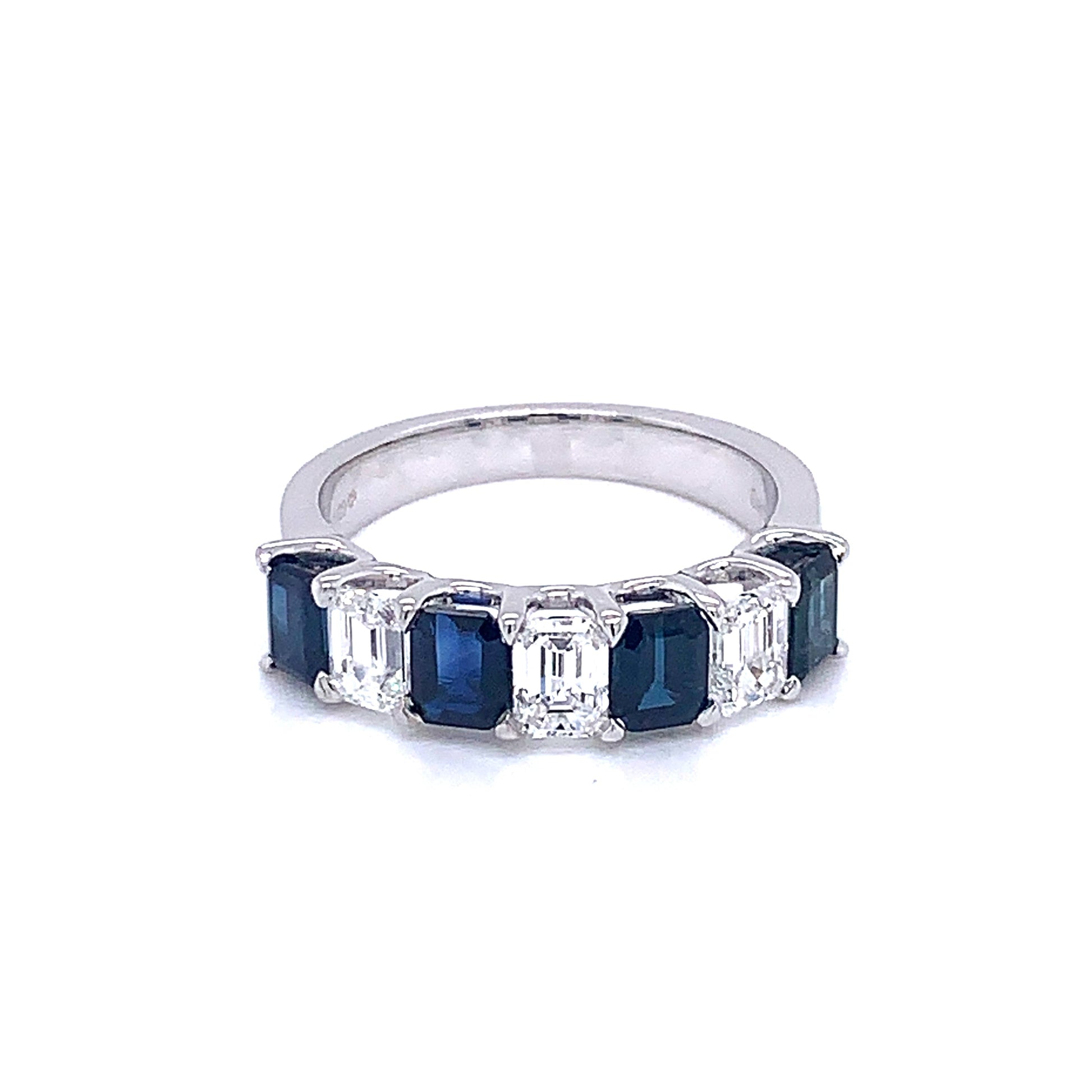 Octagonal Sapphire and Emerald Cut Diamond Ring  Gardiner Brothers