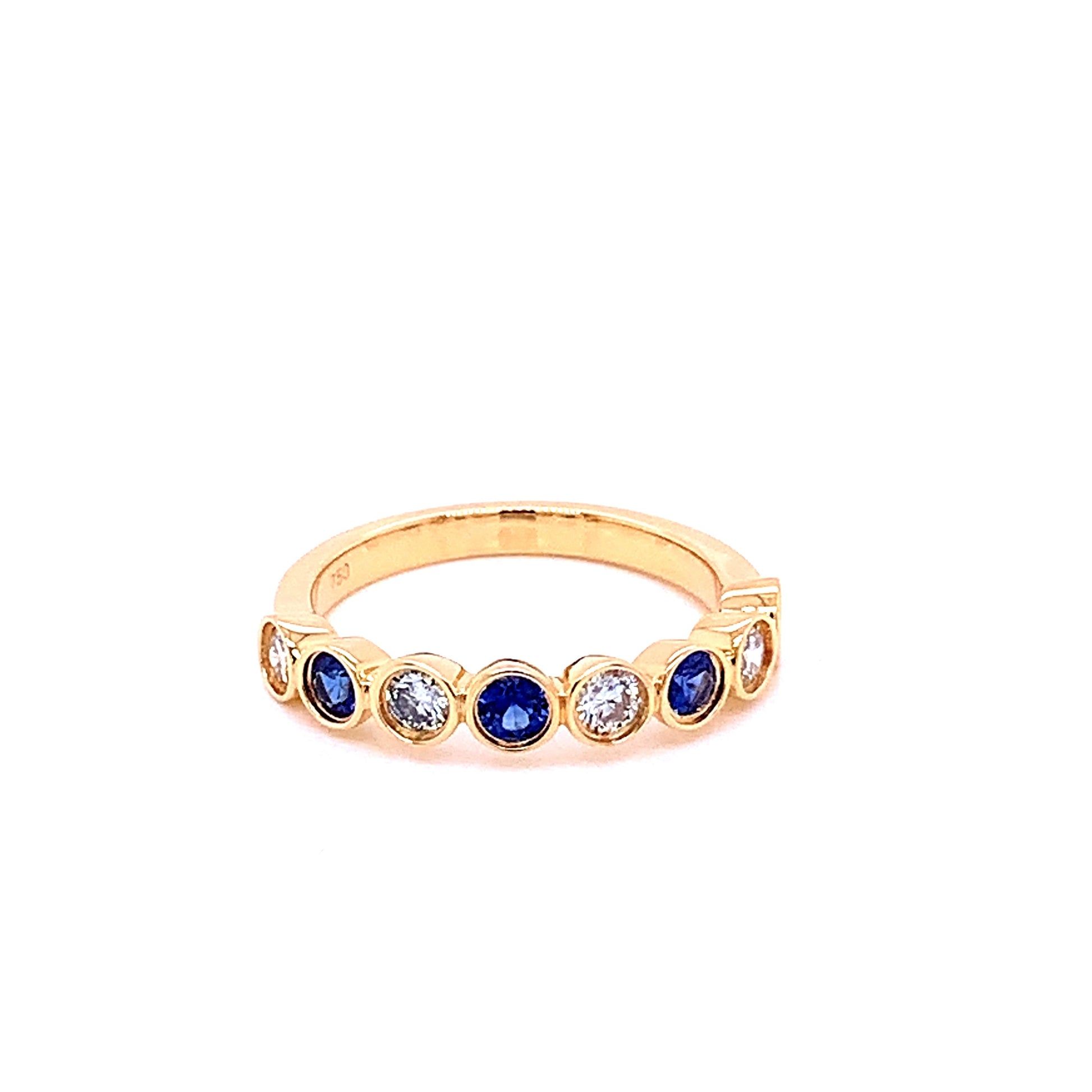 Sapphire and Diamond Rub-over Style Ring  Gardiner Brothers