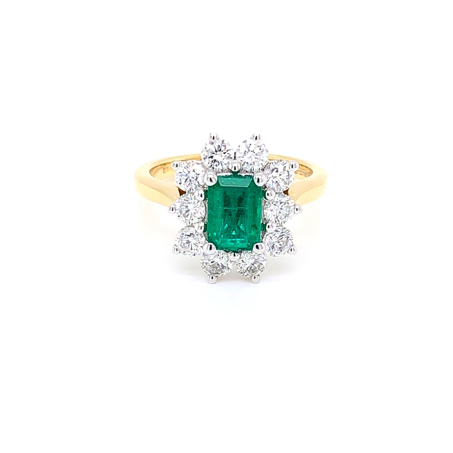 Emerald and Diamond Cluster Ring  gardiner-brothers