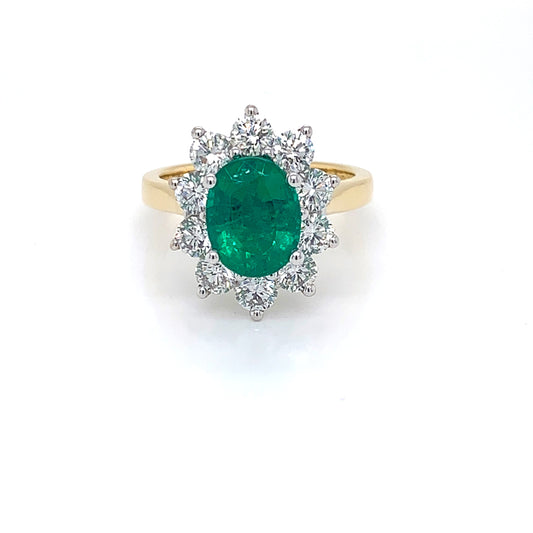 Emerald and Diamond Cluster Ring  gardiner-brothers