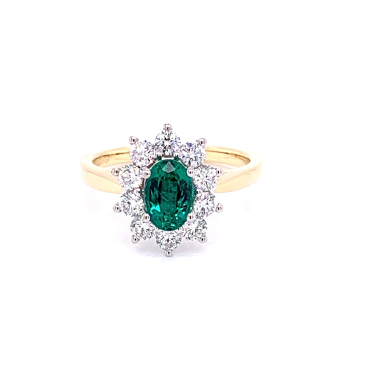 Emerald and Diamond Cluster Ring  Gardiner Brothers