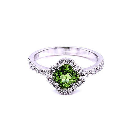 Peridot and Diamond Halo Style Ring  Gardiner Brothers