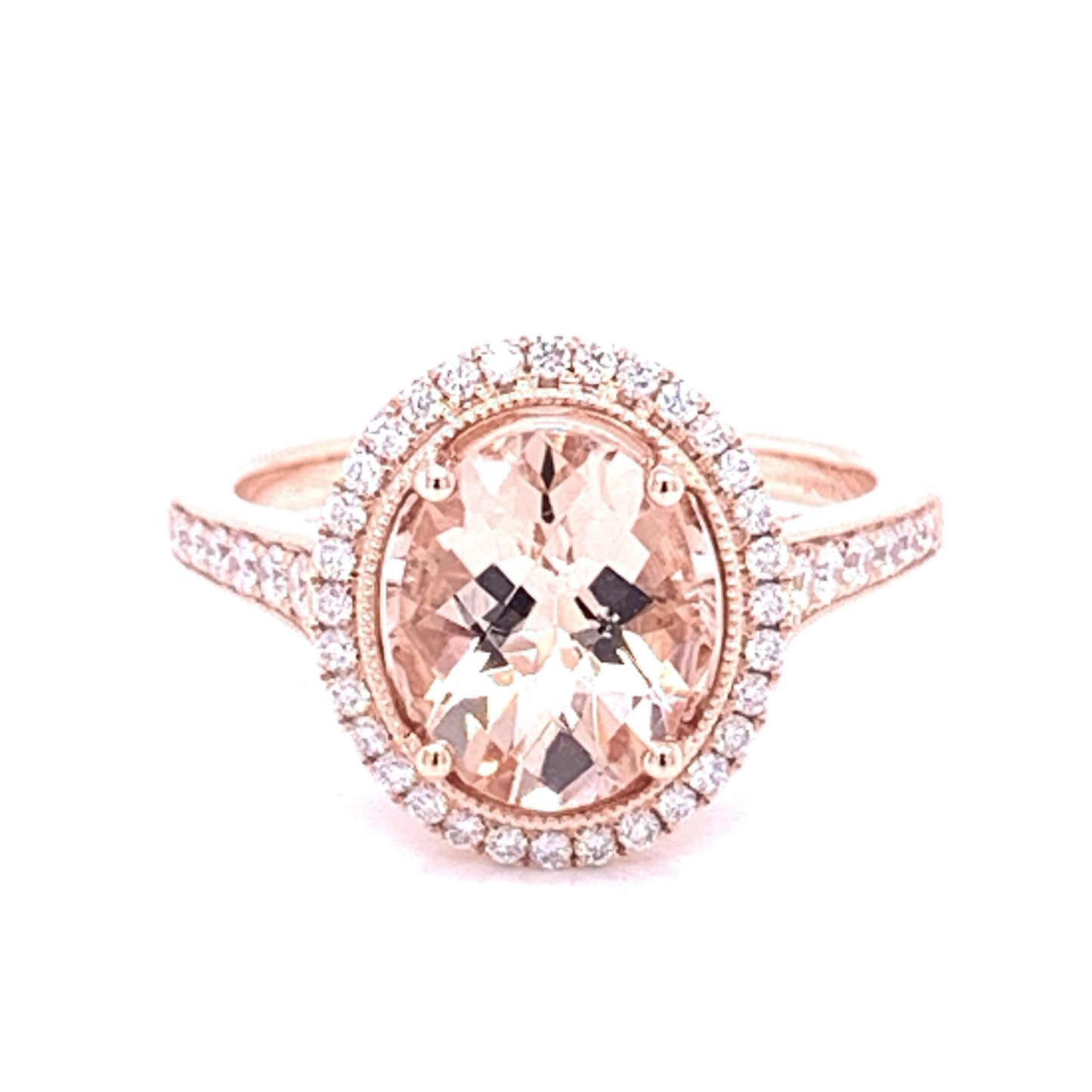 Morganite and Diamond Halo Ring  Gardiner Brothers