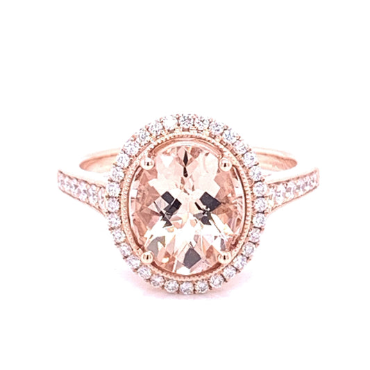 Morganite and Diamond Halo Ring  Gardiner Brothers