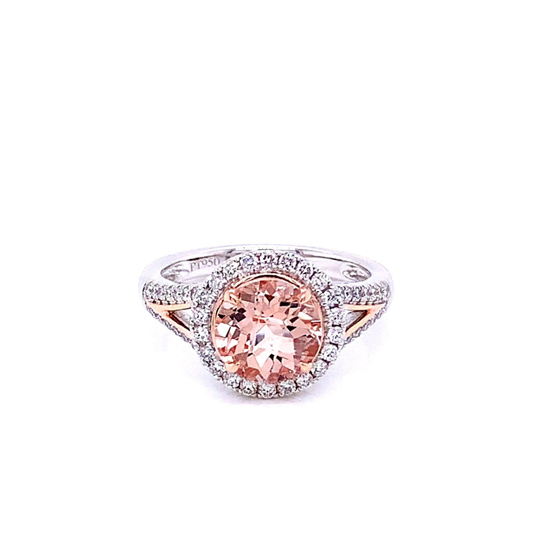 Morganite and Diamond Halo Cluster Style Ring  Gardiner Brothers