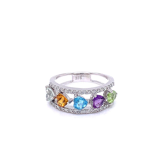 White Gold Multi Gemstone Ring  Gardiner Brothers