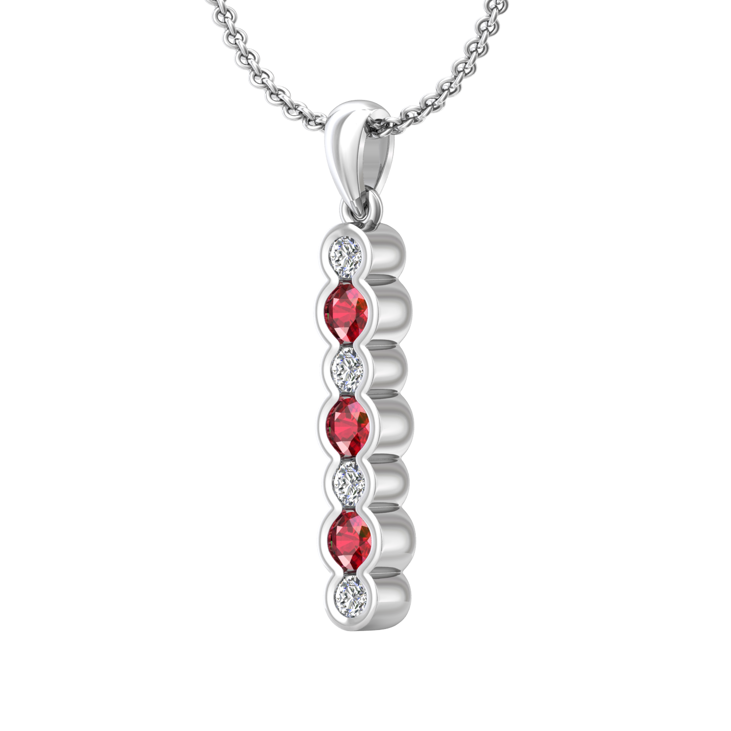 Eclipse Collection Ruby and Diamond Stick Pendant  Gardiner Brothers   