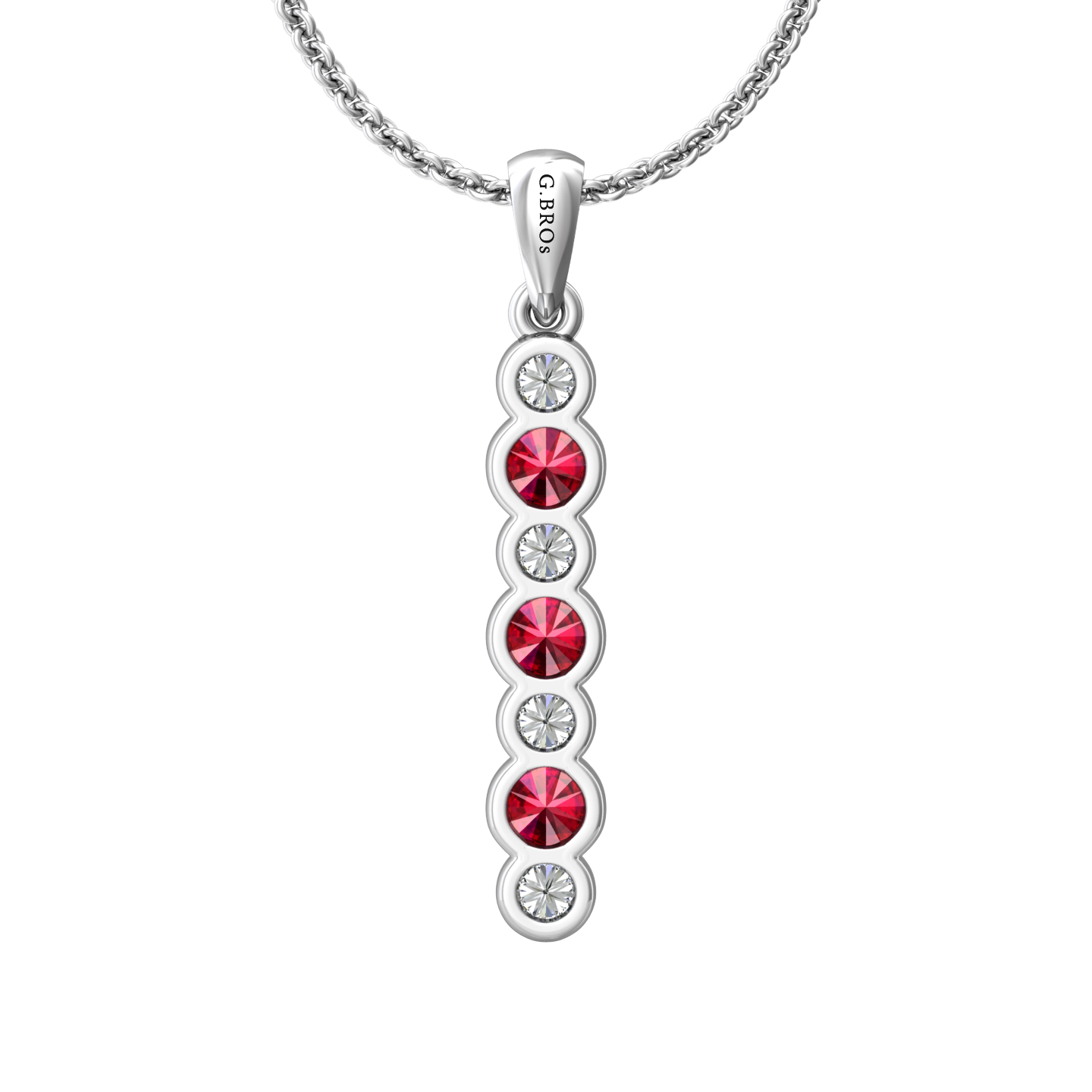 Eclipse Collection Ruby and Diamond Stick Pendant  Gardiner Brothers   