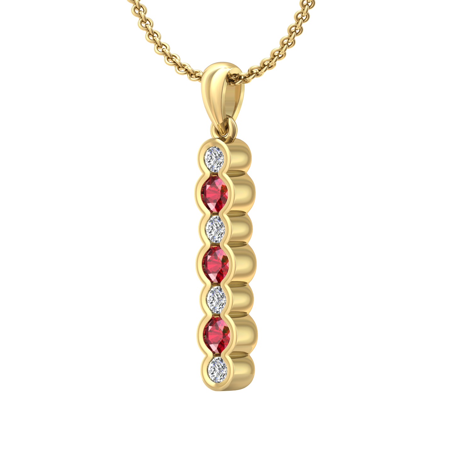 Eclipse Collection Ruby and Diamond Stick Pendant  Gardiner Brothers   