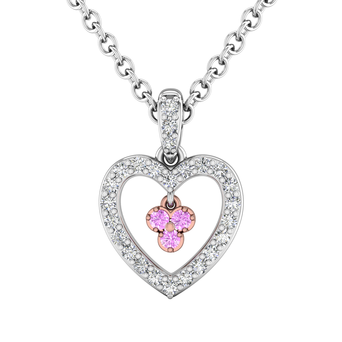 Heart Shaped Diamond Pendant Set With Pink Diamonds  Gardiner Brothers