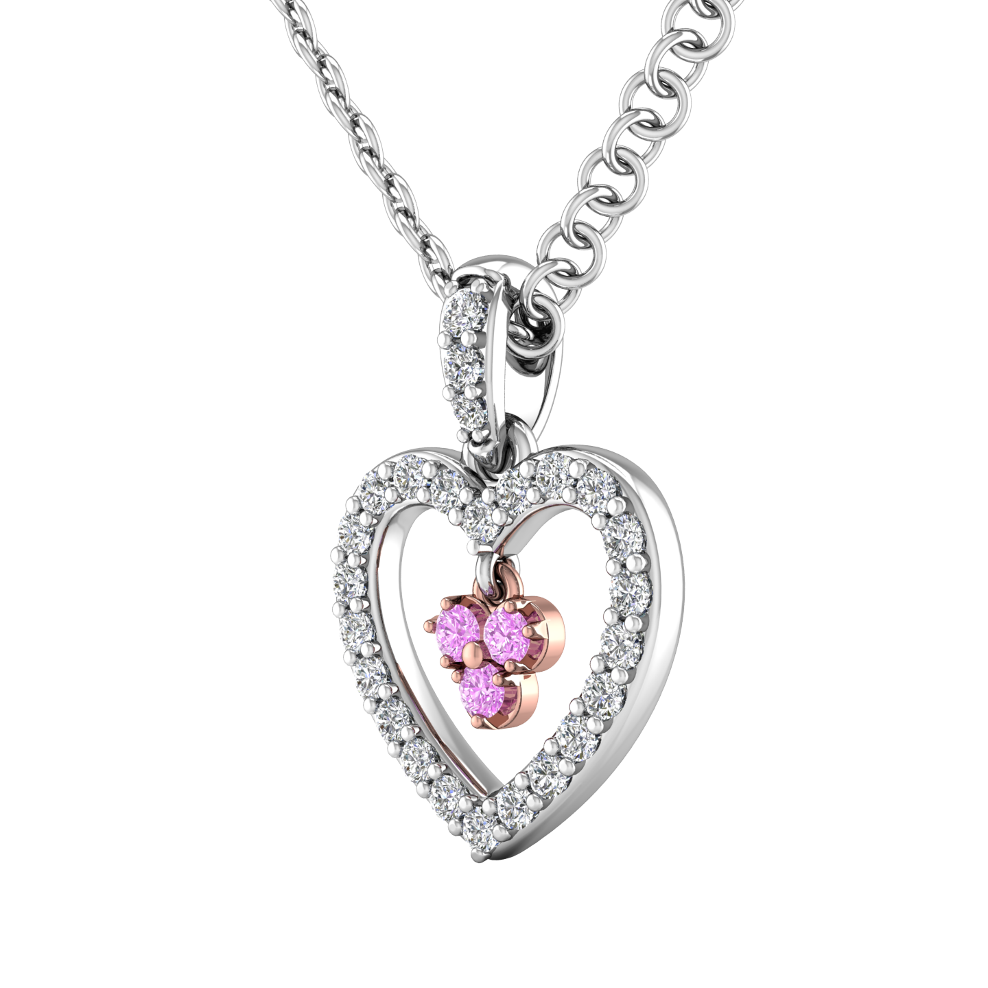 Heart Shaped Diamond Pendant Set With Pink Diamonds  Gardiner Brothers