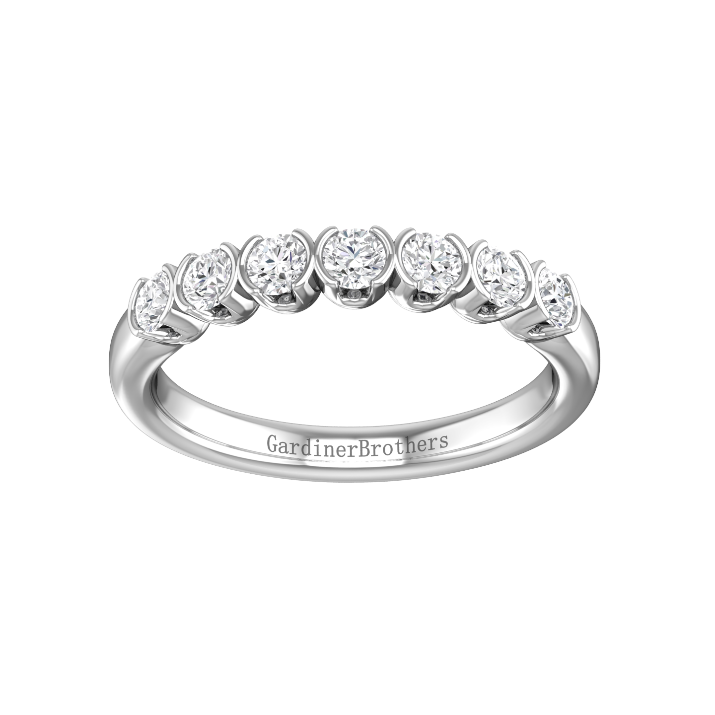 DIAMOND SET 7 STONE HALF RUB-OVER STYLE WEDDING BAND  Gardiner Brothers   