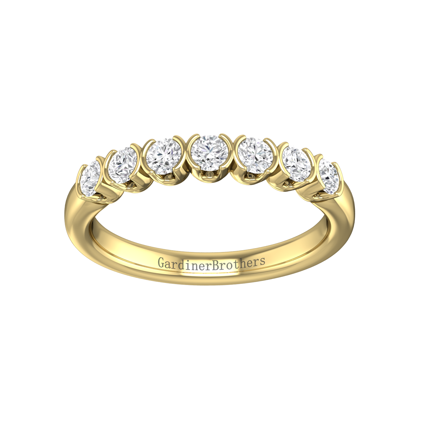 DIAMOND SET 7 STONE HALF RUB-OVER STYLE WEDDING BAND  Gardiner Brothers   