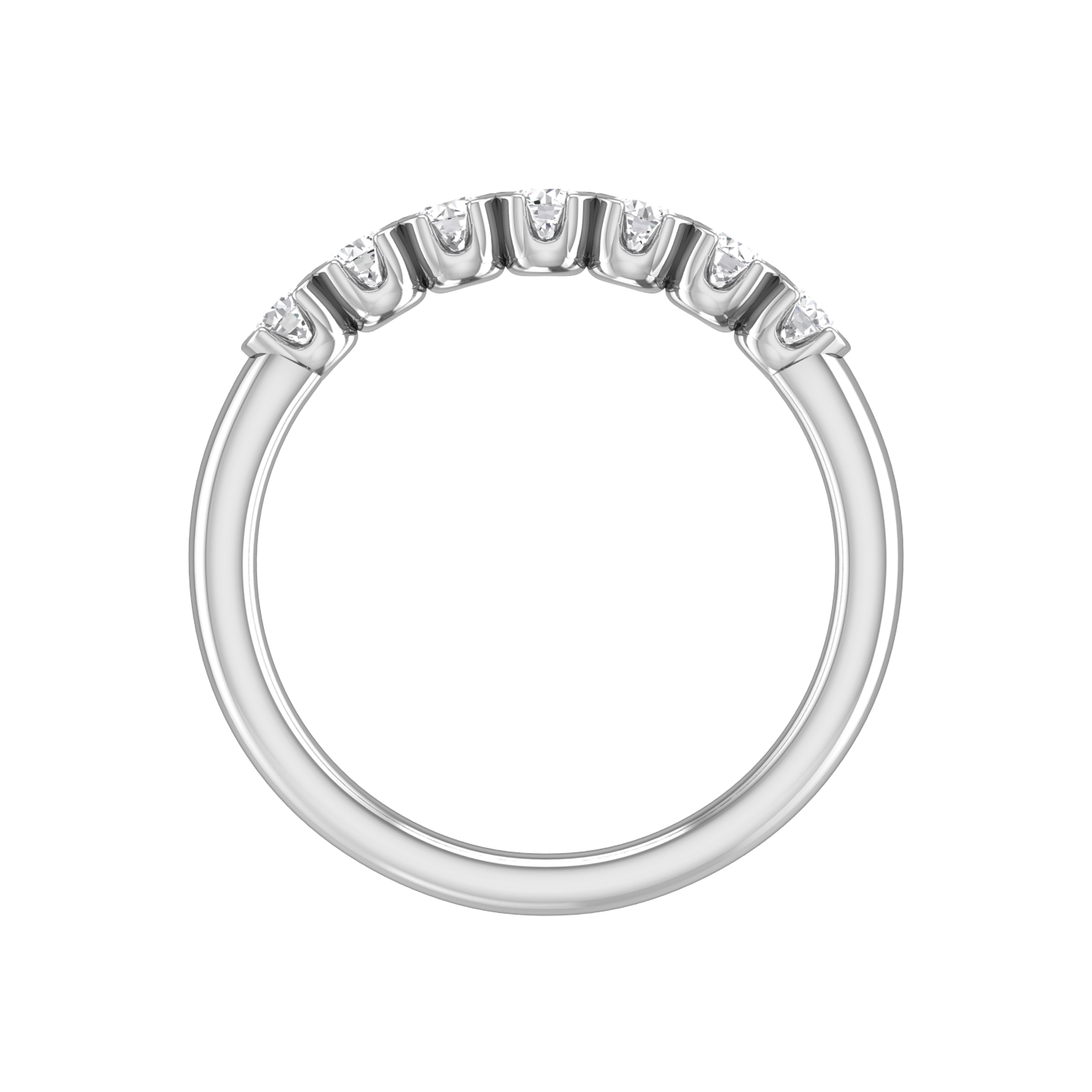 DIAMOND SET 7 STONE HALF RUB-OVER STYLE WEDDING BAND  Gardiner Brothers   