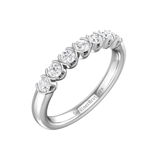 DIAMOND SET 7 STONE HALF RUB-OVER STYLE WEDDING BAND  Gardiner Brothers   