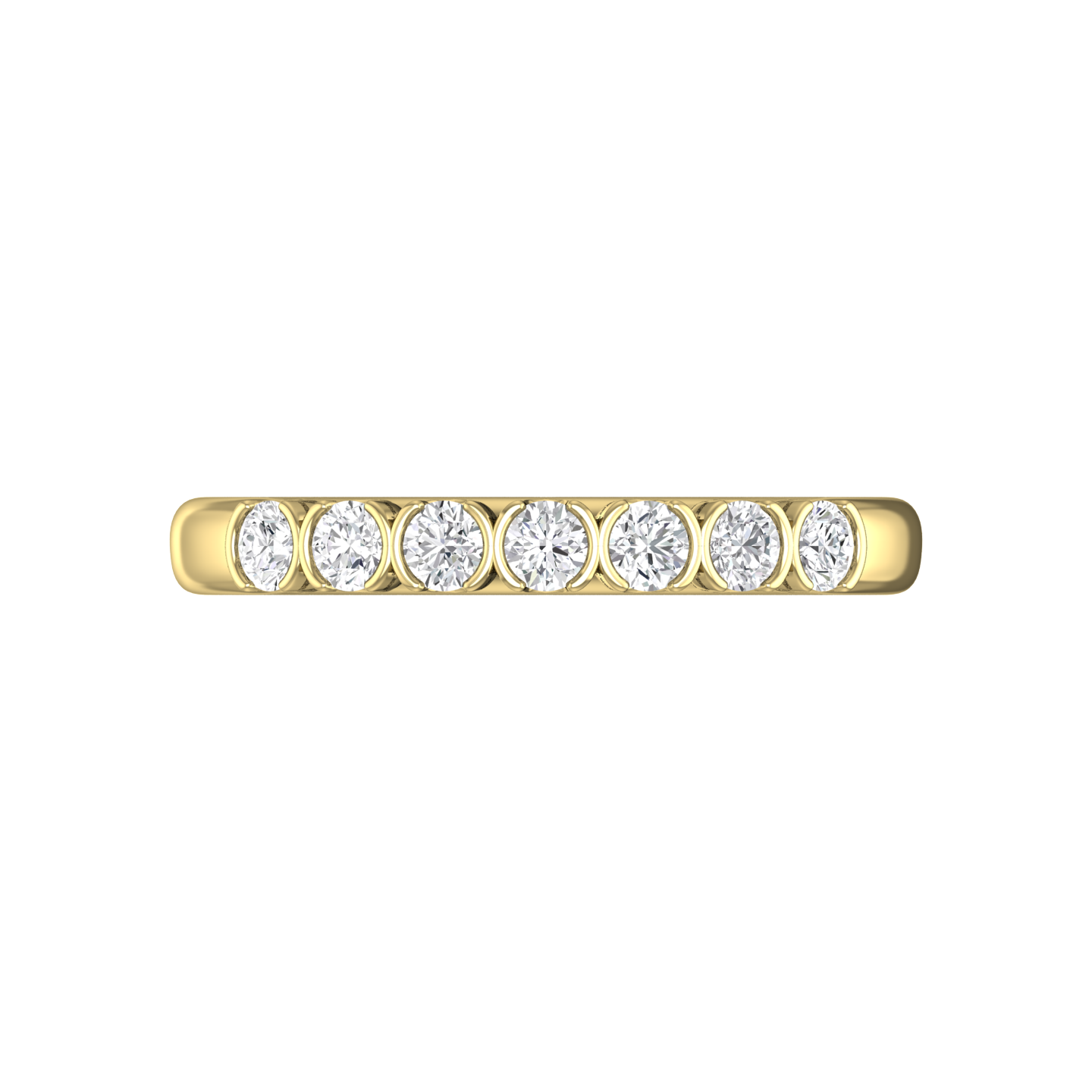 DIAMOND SET 7 STONE HALF RUB-OVER STYLE WEDDING BAND  Gardiner Brothers   