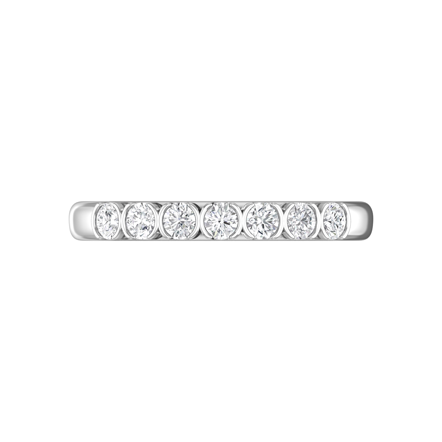DIAMOND SET 7 STONE HALF RUB-OVER STYLE WEDDING BAND  Gardiner Brothers   