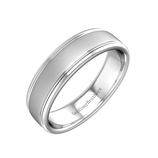 Platinum wedding band with a satin finish  Gardiner Brothers   