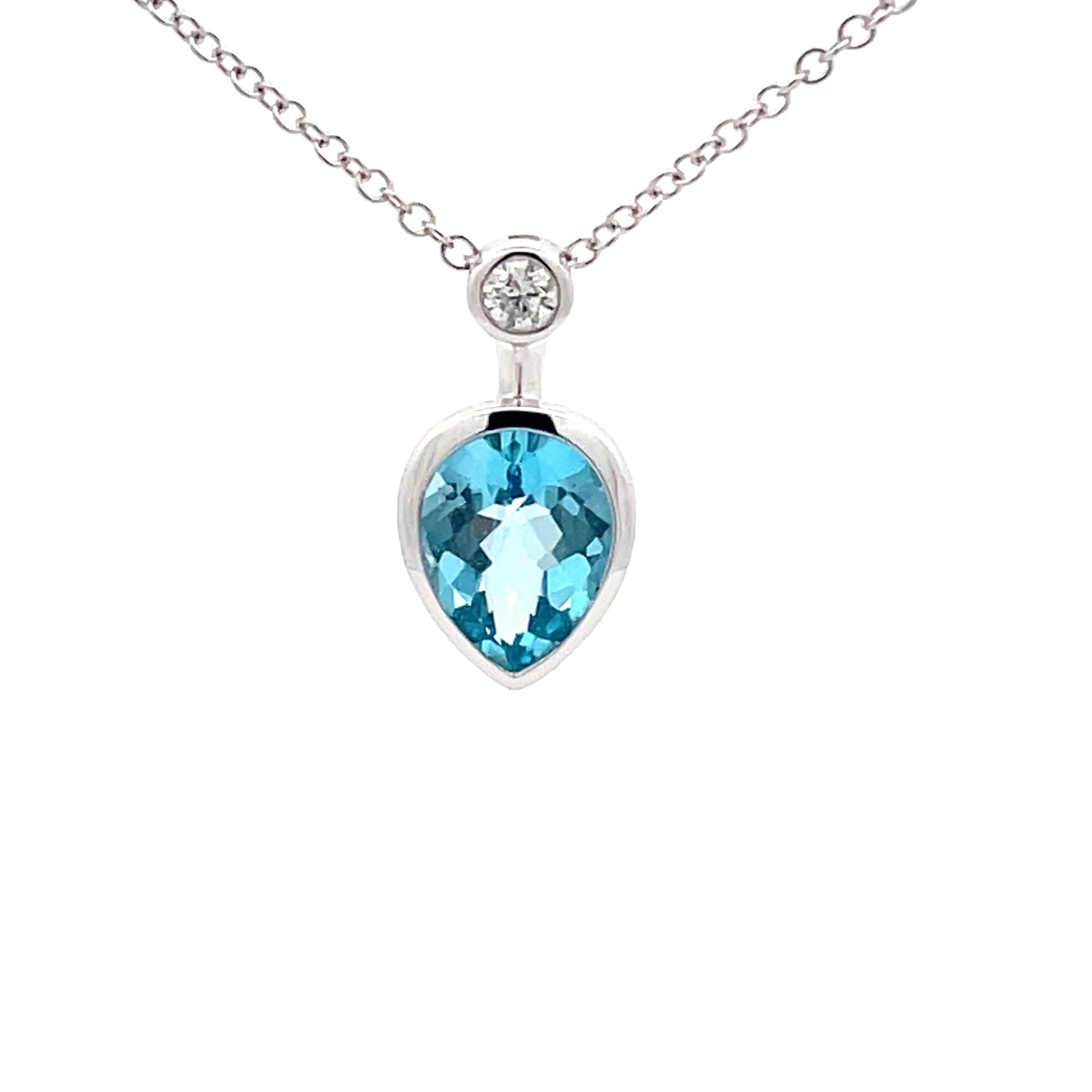 White Gold Swiss Blue Topaz Necklace  Gardiner Brothers