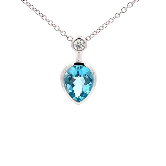 White Gold Swiss Blue Topaz Necklace  Gardiner Brothers