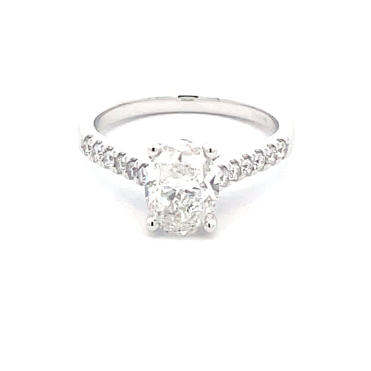 Oval Shaped Diamond Solitaire ring with diamond set shoulders - 1.76cts  Gardiner Brothers