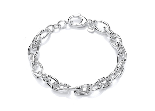 Silver Fancy Oval Link Bracelet  Gardiner Brothers