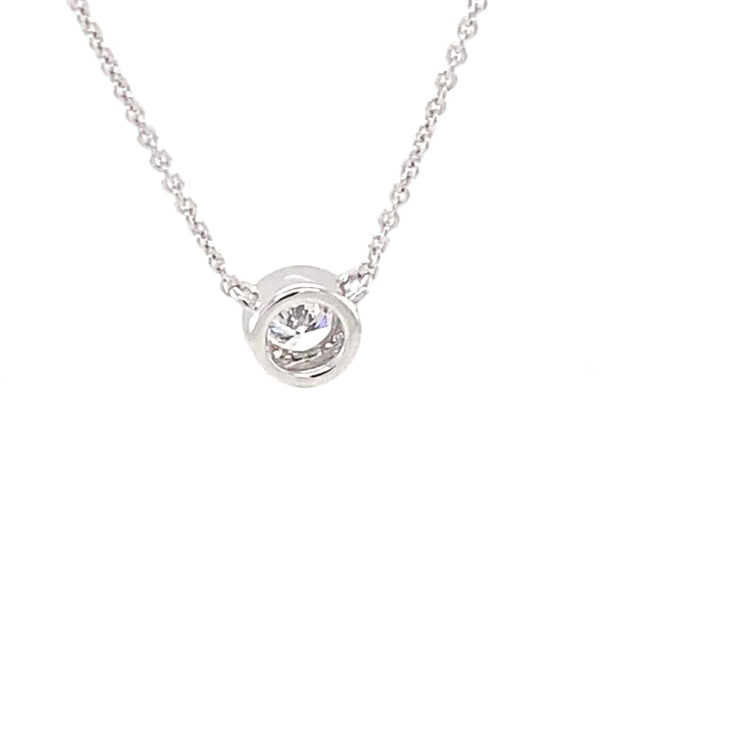 Round Brilliant Cut Diamond Rub-Over Style Pendant - 0.15cts