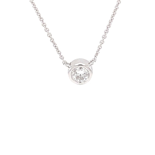 Round Brilliant Cut Diamond Rub-Over Style Pendant - 0.15cts