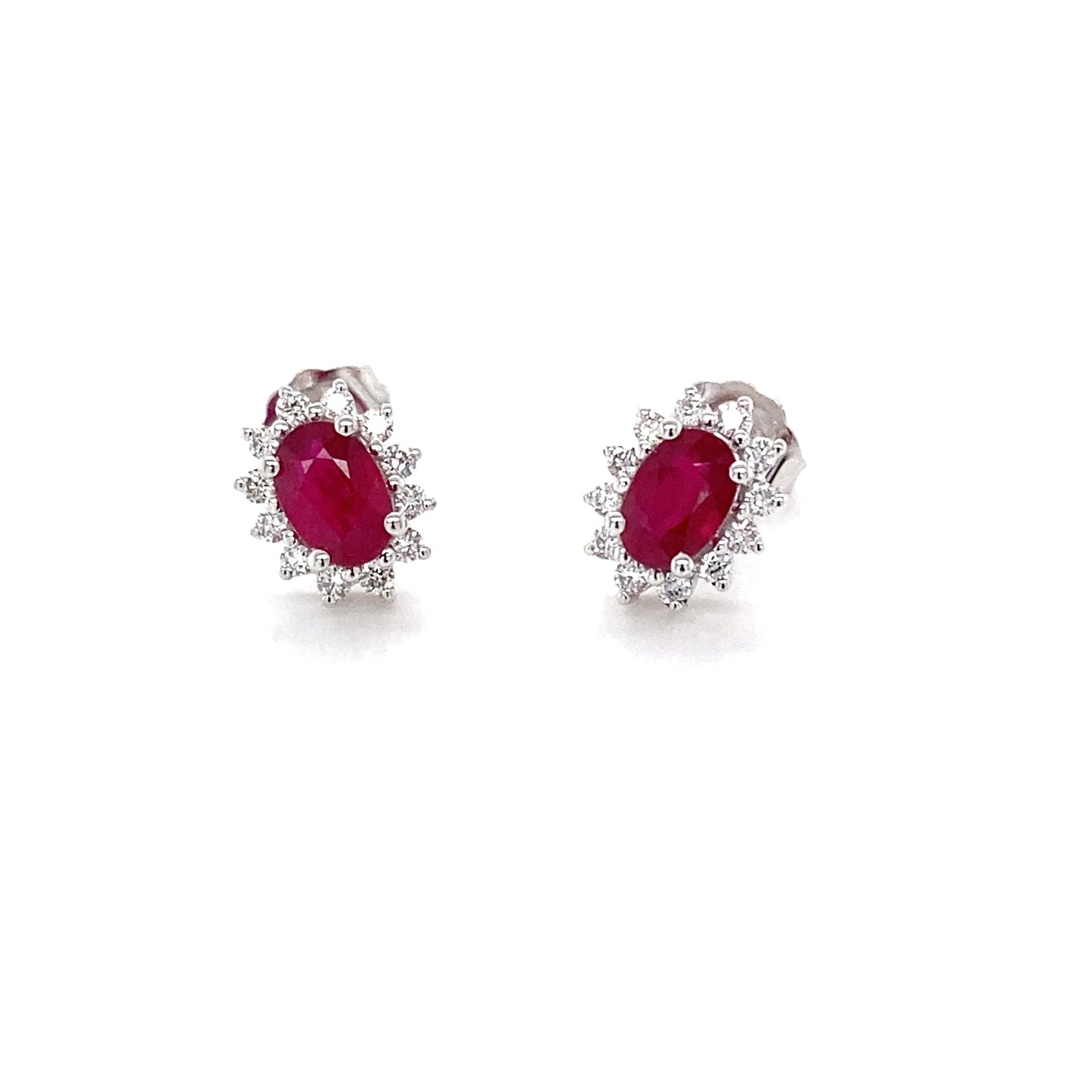 Ruby and Diamond Cluster Style Earrings  Gardiner Brothers   