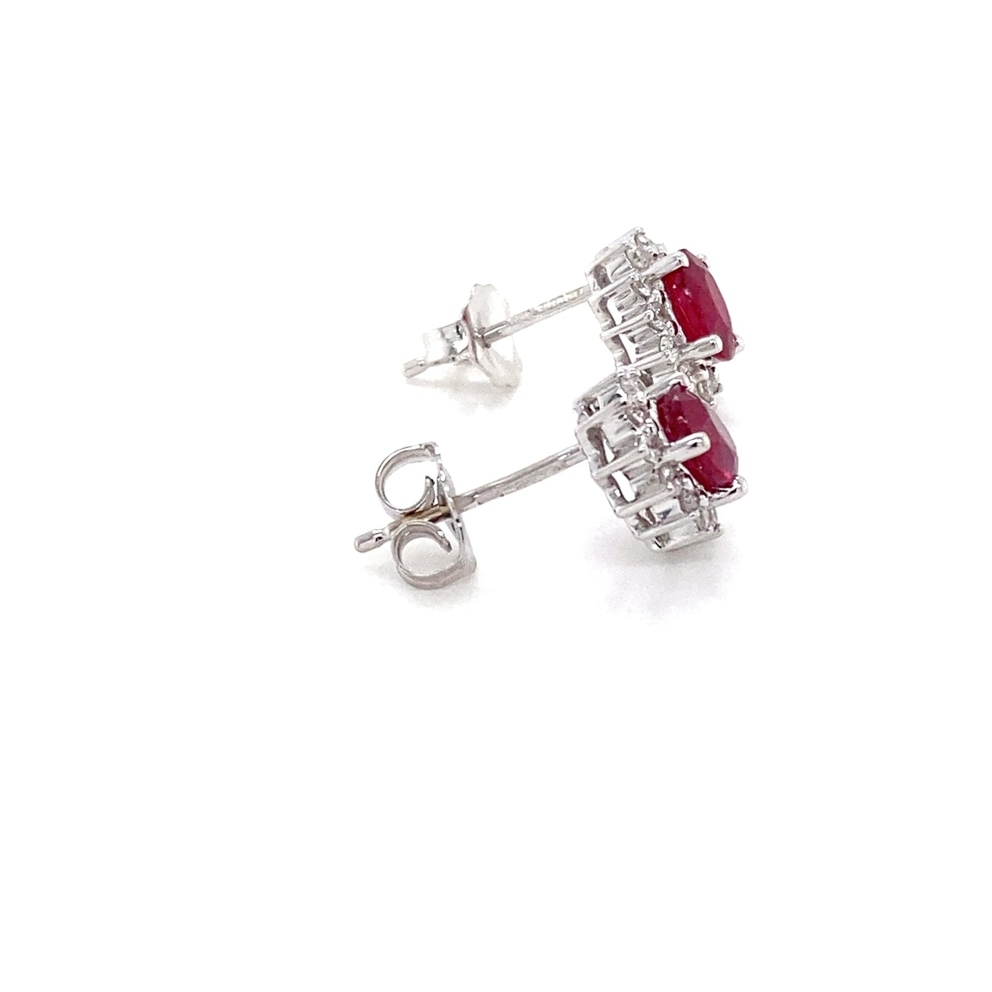 Ruby and Diamond Cluster Style Earrings  Gardiner Brothers   