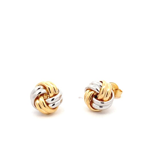 Yellow and White Gold Knot Earrings  Gardiner Brothers