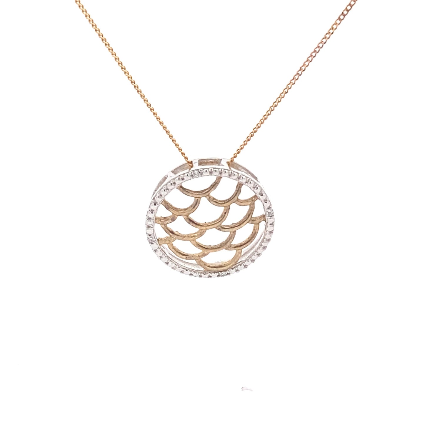 Yellow and White Gold Diamond Mesh Pendant  Gardiner Brothers