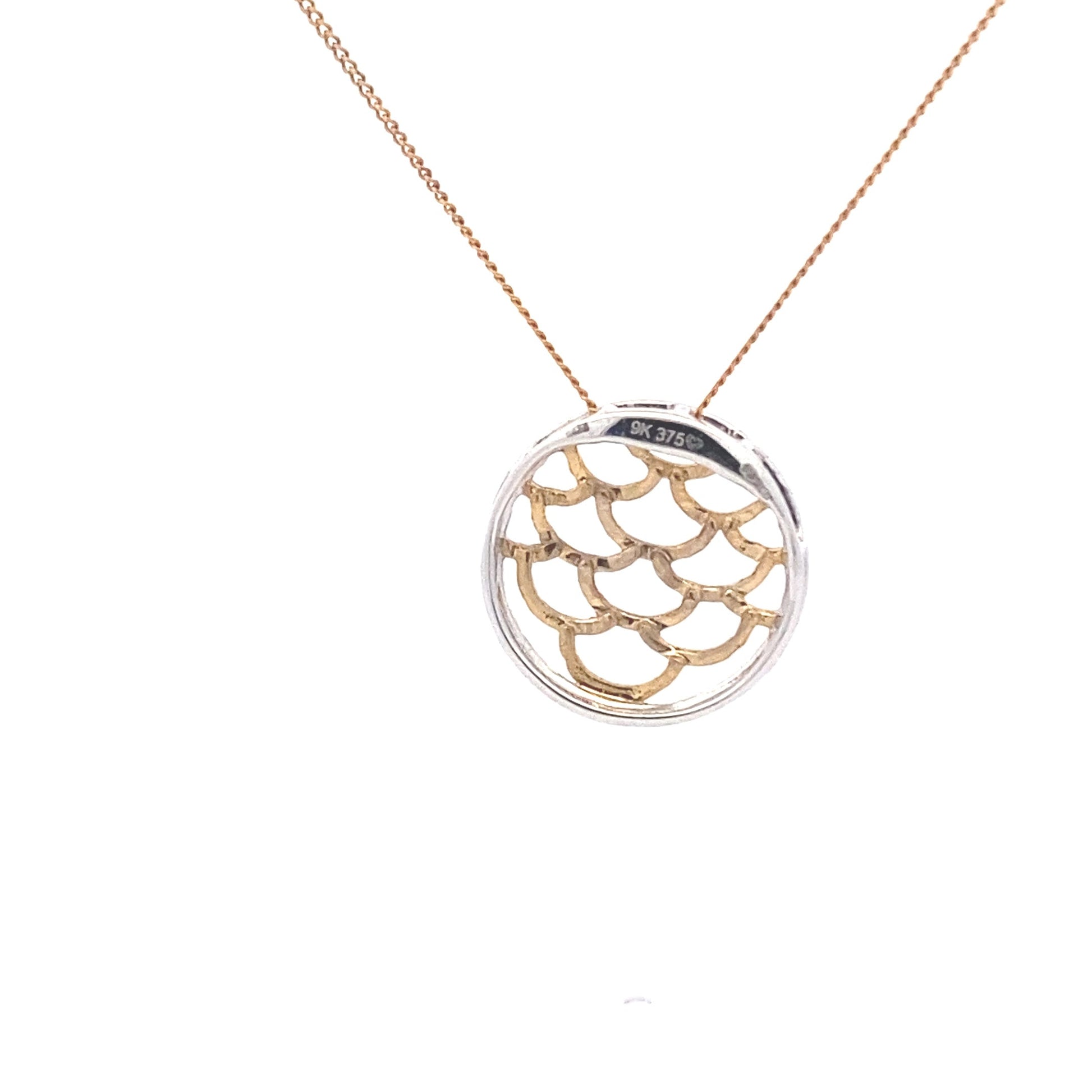 Yellow and White Gold Diamond Mesh Pendant  Gardiner Brothers