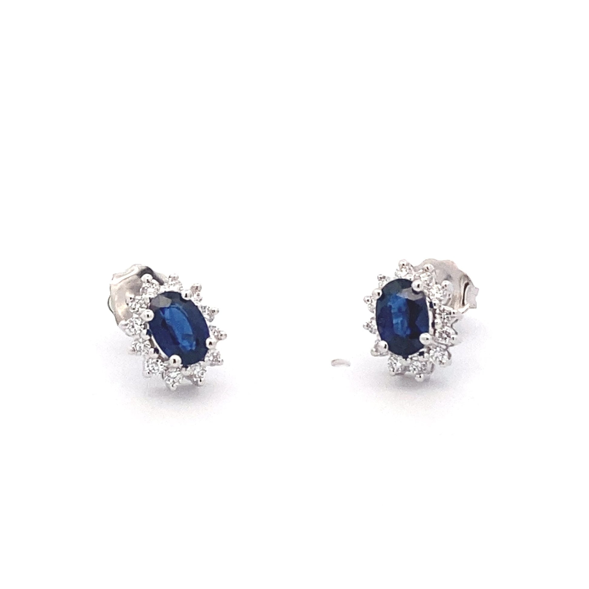 Sapphire and Round Brilliant Diamond Cluster Earrings  Gardiner Brothers