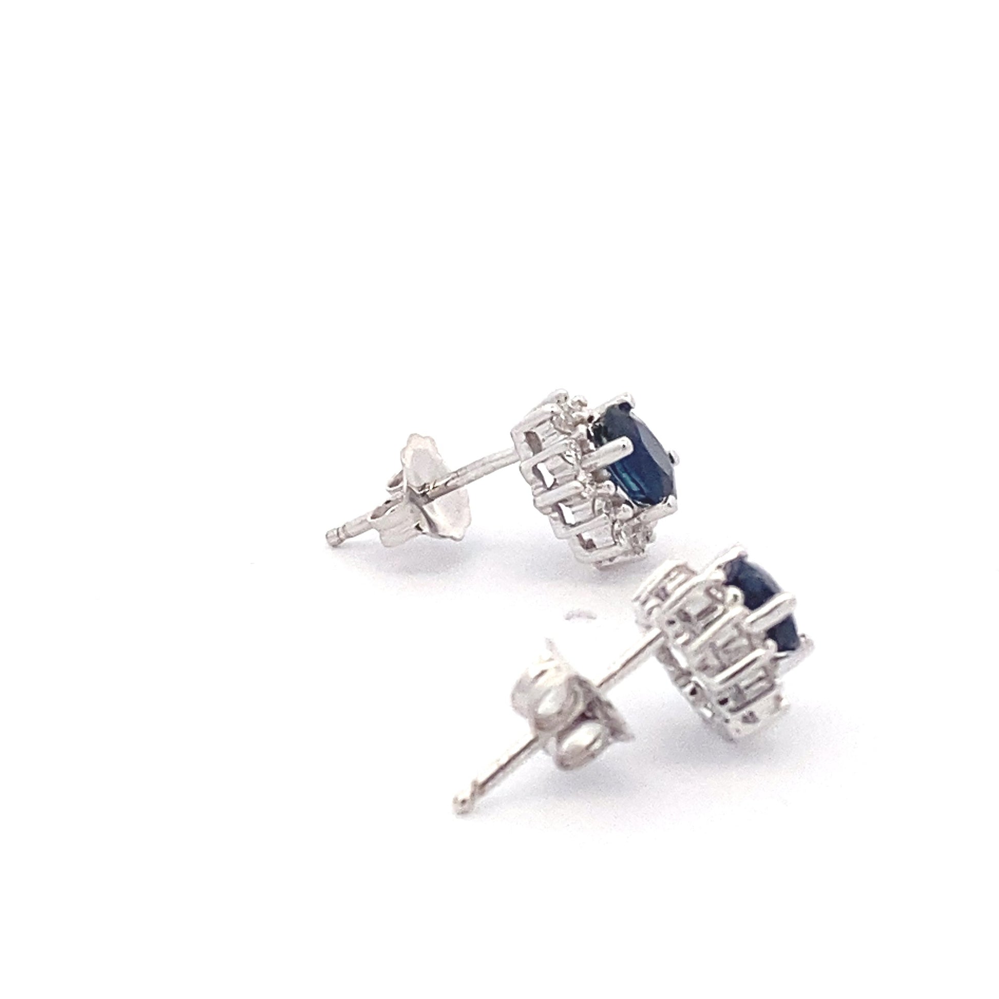 Sapphire and Round Brilliant Diamond Cluster Earrings  Gardiner Brothers