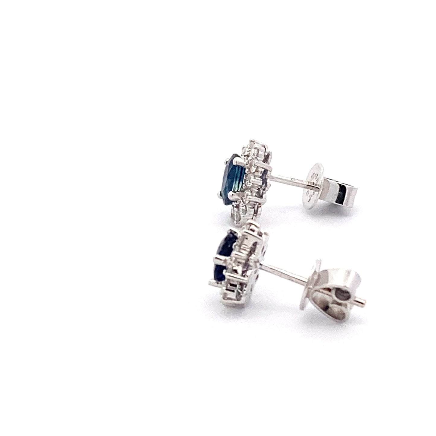 Sapphire and Round Brilliant Diamond Cluster Style Earrings  Gardiner Brothers