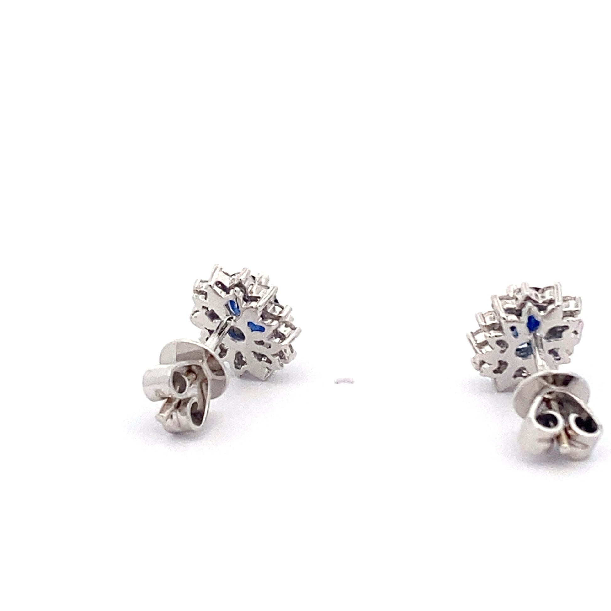 Sapphire and Round Brilliant Diamond Cluster Style Earrings  Gardiner Brothers