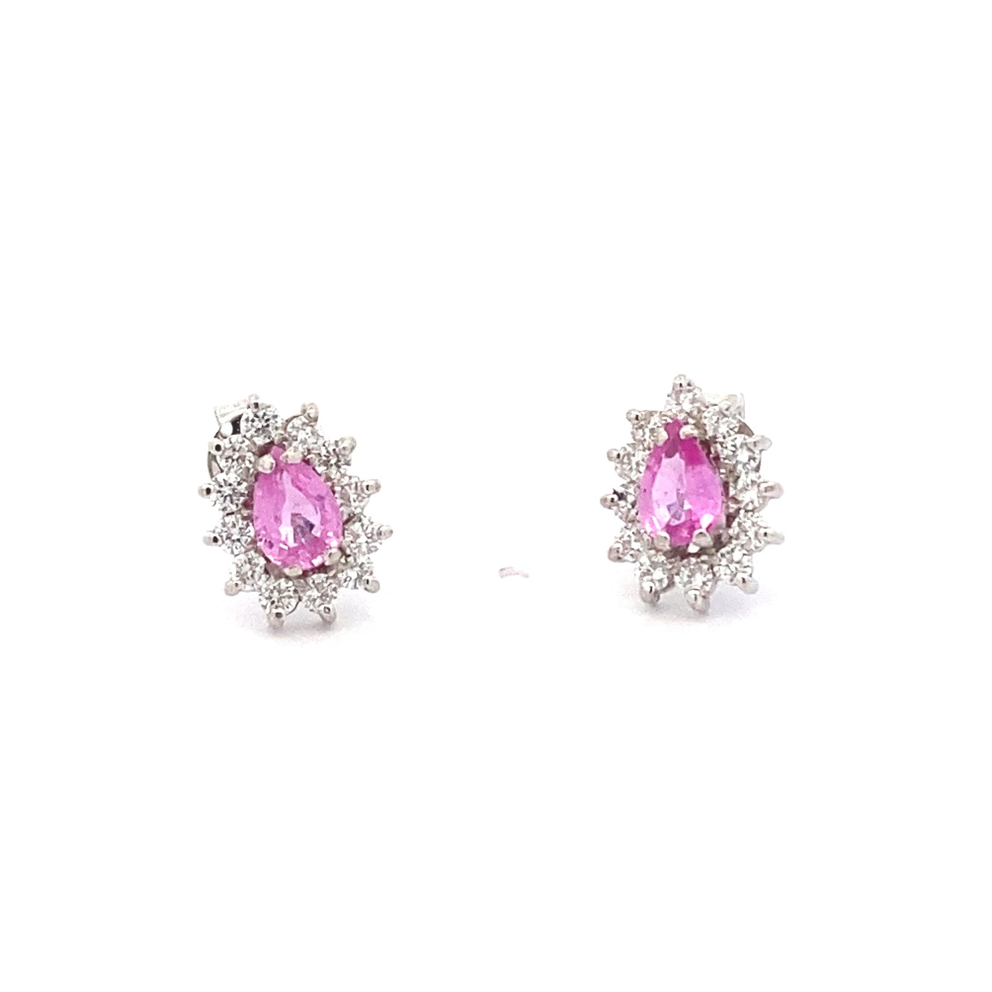 Pink Sapphire and Diamond Cluster Style Earrings  Gardiner Brothers