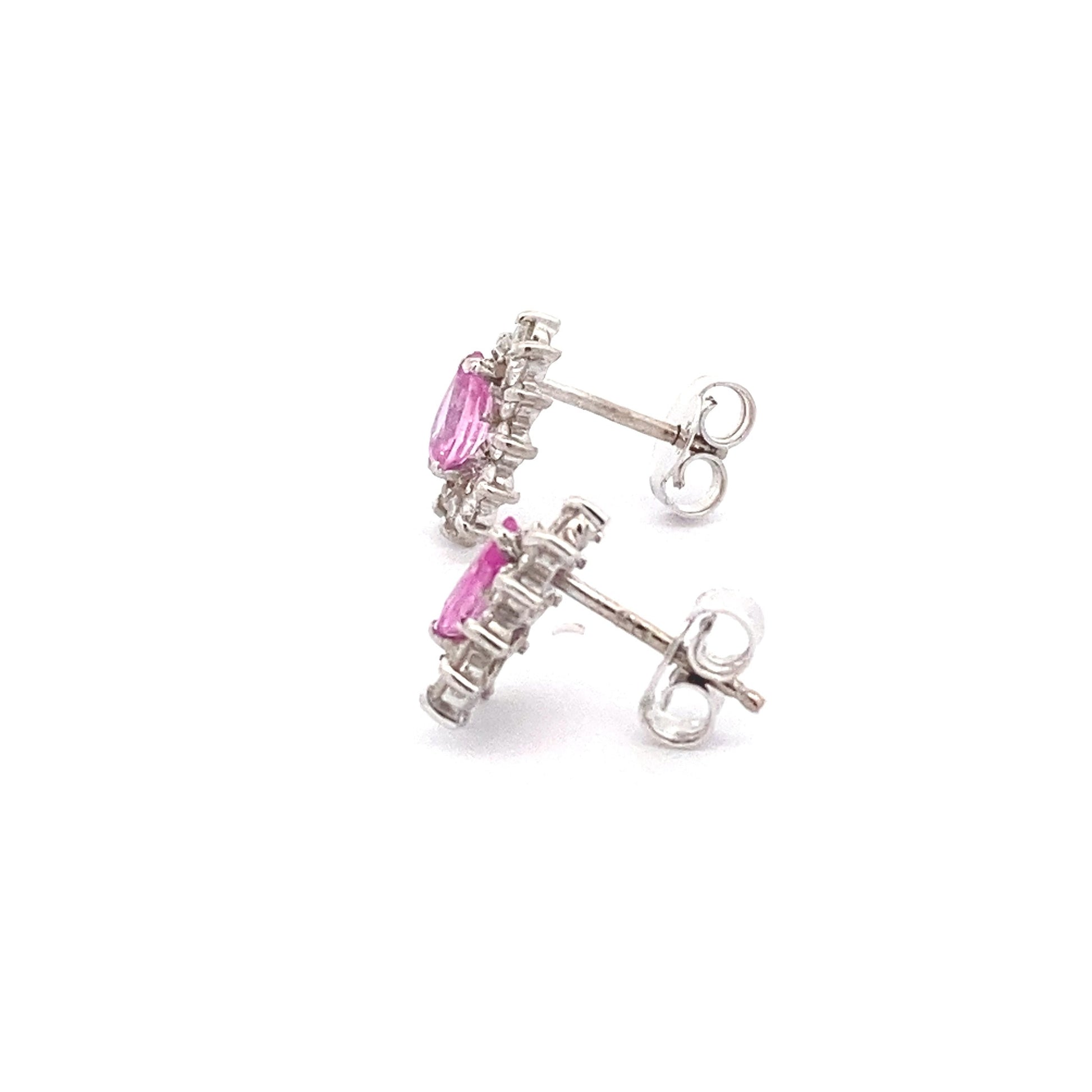 Pink Sapphire and Diamond Cluster Style Earrings  Gardiner Brothers