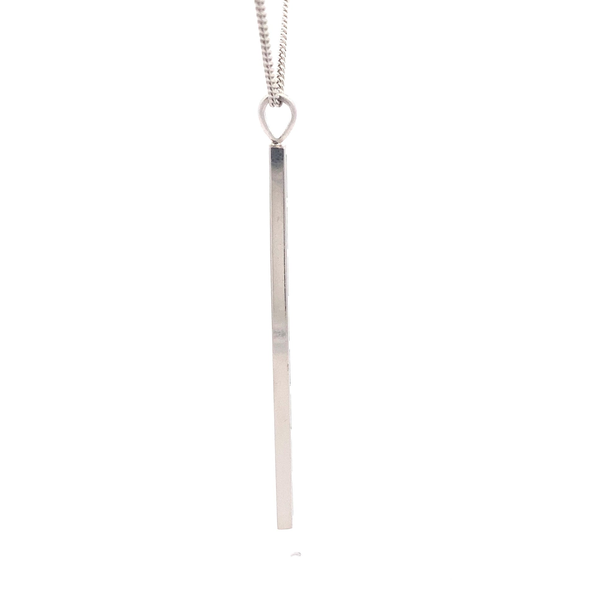 White Gold Round Brilliant Cut Diamond Stick Pendant  Gardiner Brothers