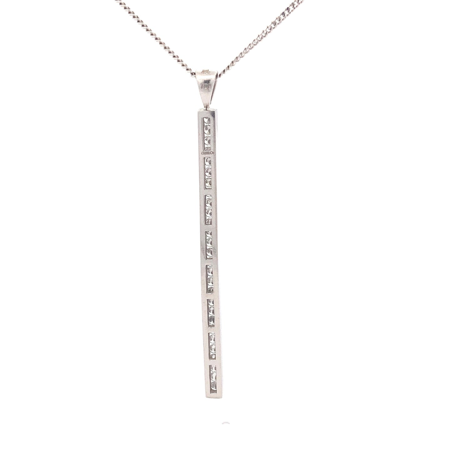 White Gold Round Brilliant Cut Diamond Stick Pendant  Gardiner Brothers