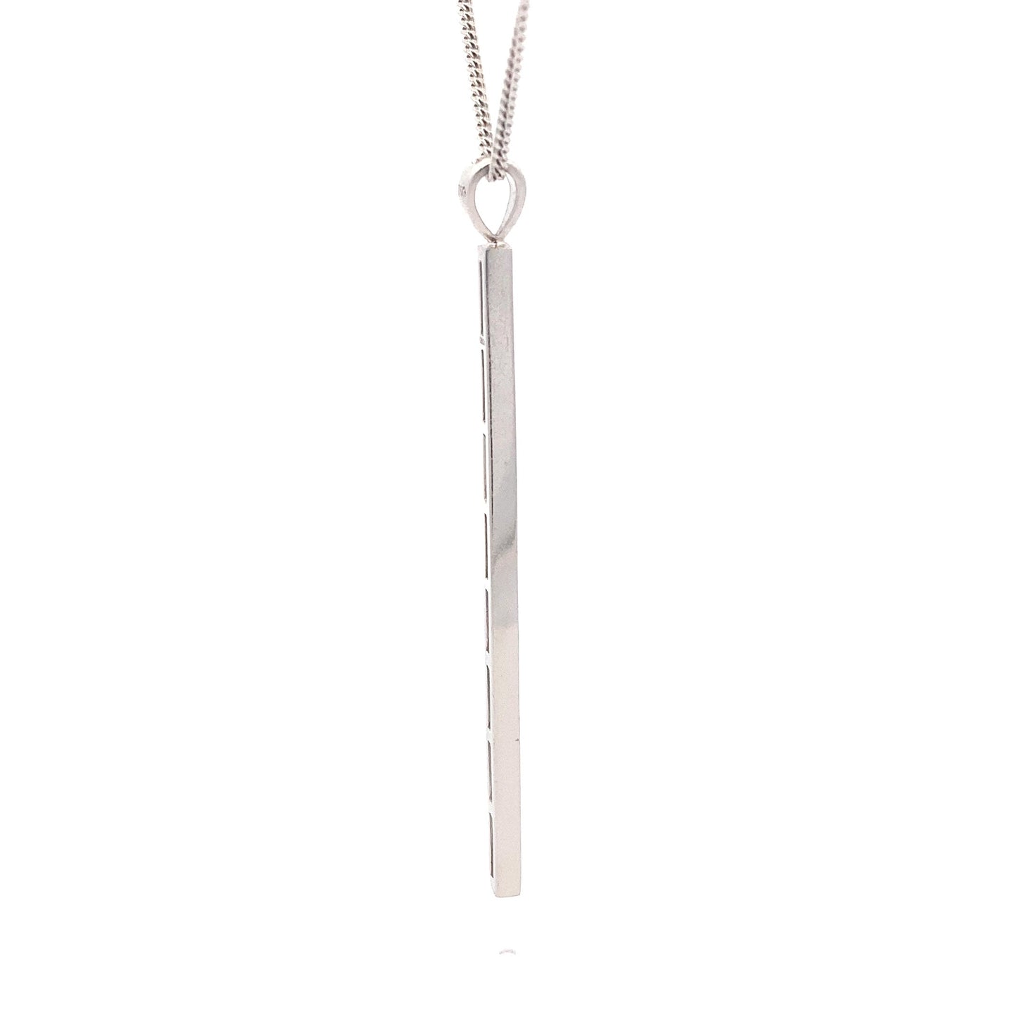 White Gold Round Brilliant Cut Diamond Stick Pendant  Gardiner Brothers