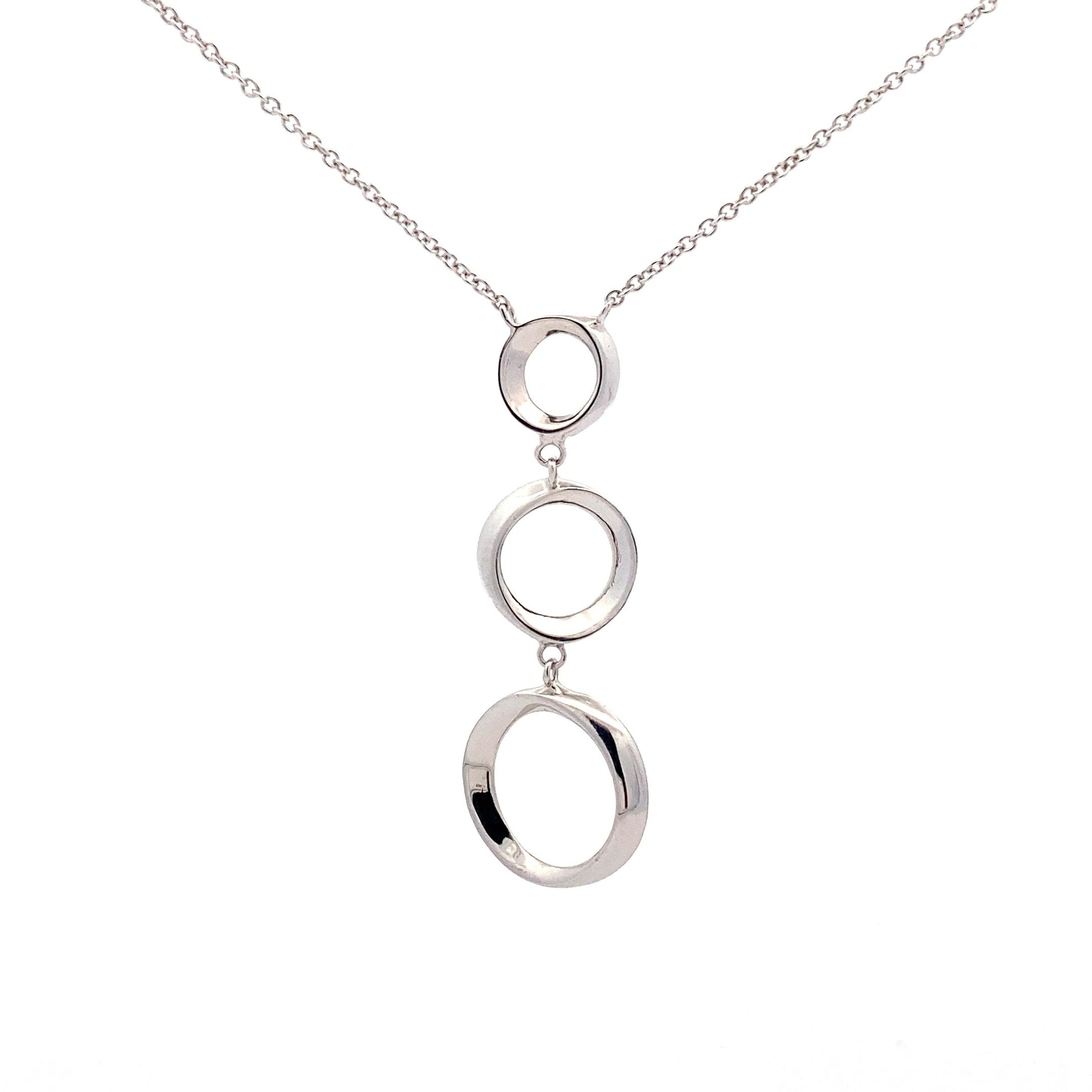 White Gold 3 Circle Drop Pendant  Gardiner Brothers