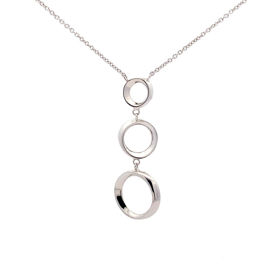 White Gold 3 Circle Drop Pendant  Gardiner Brothers