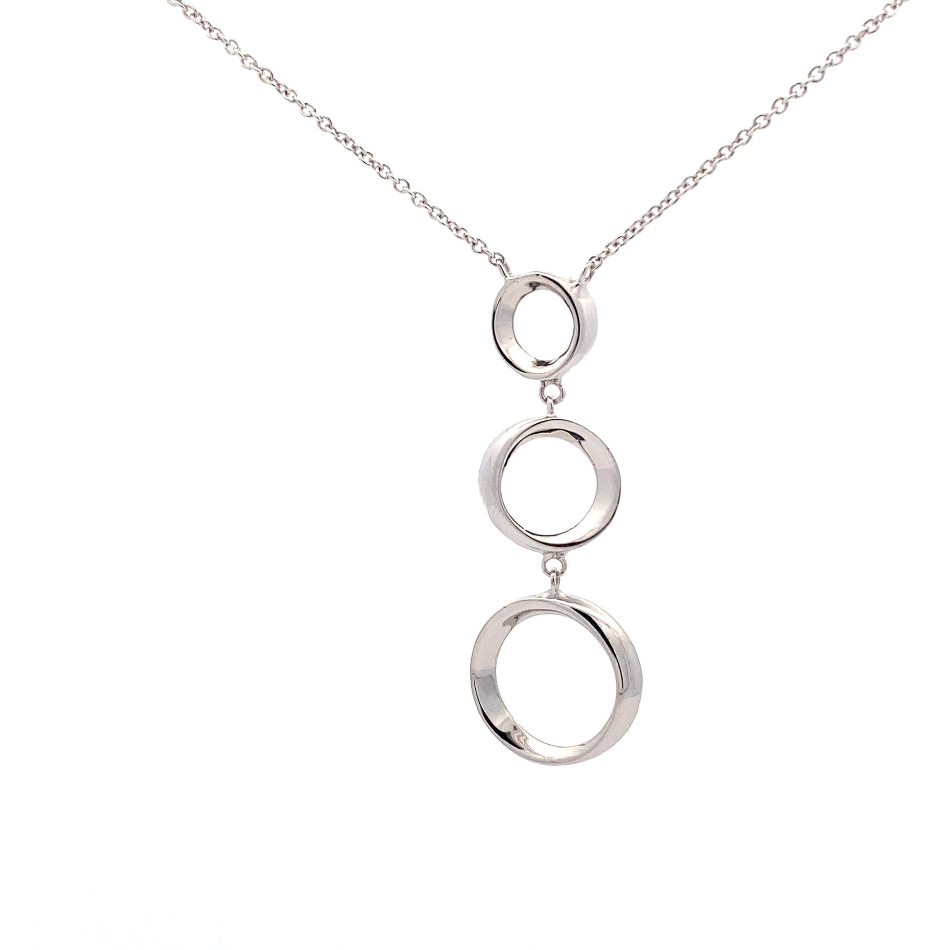 White Gold 3 Circle Drop Pendant  Gardiner Brothers