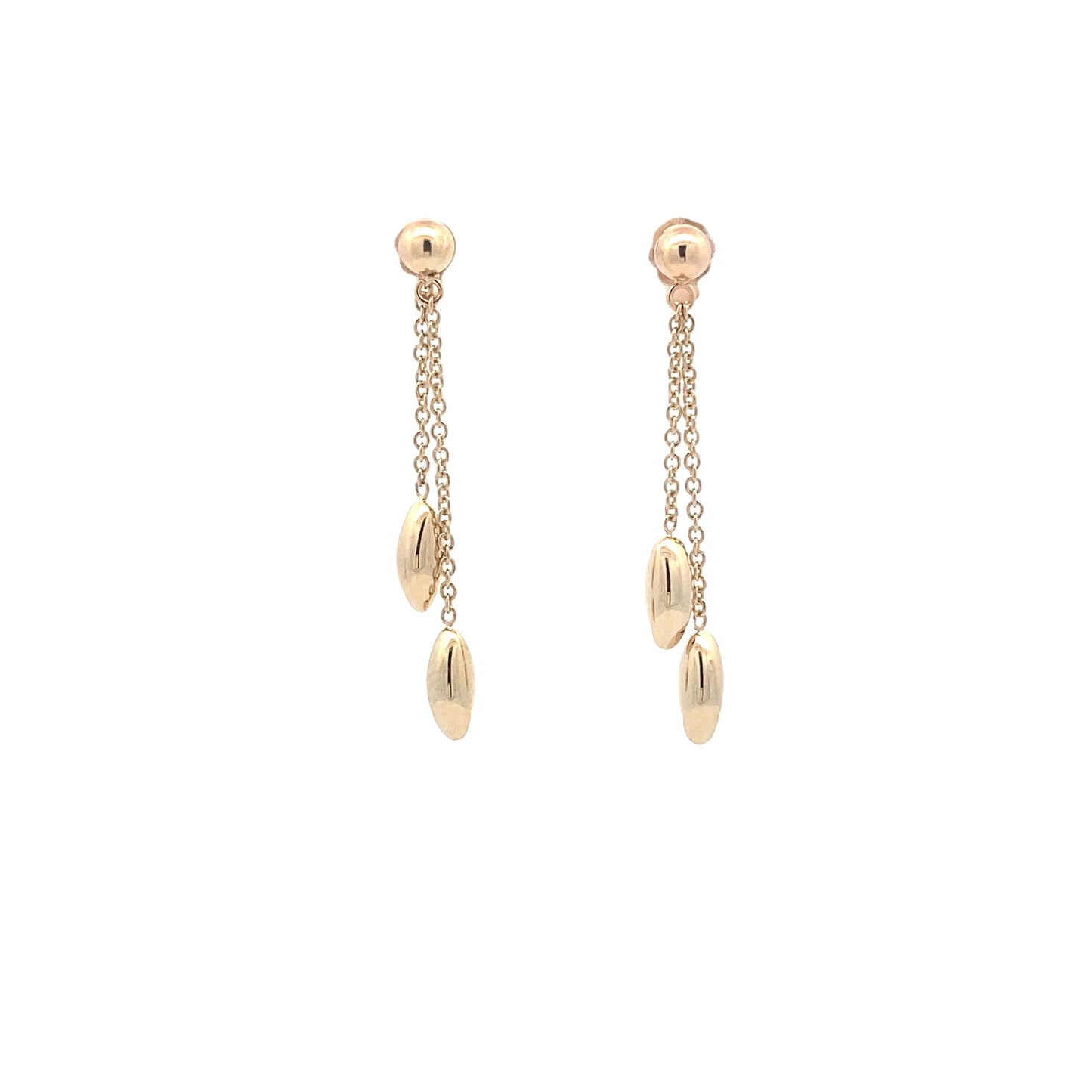 Yellow Gold Marquise Shaped Bead Drop Earrings