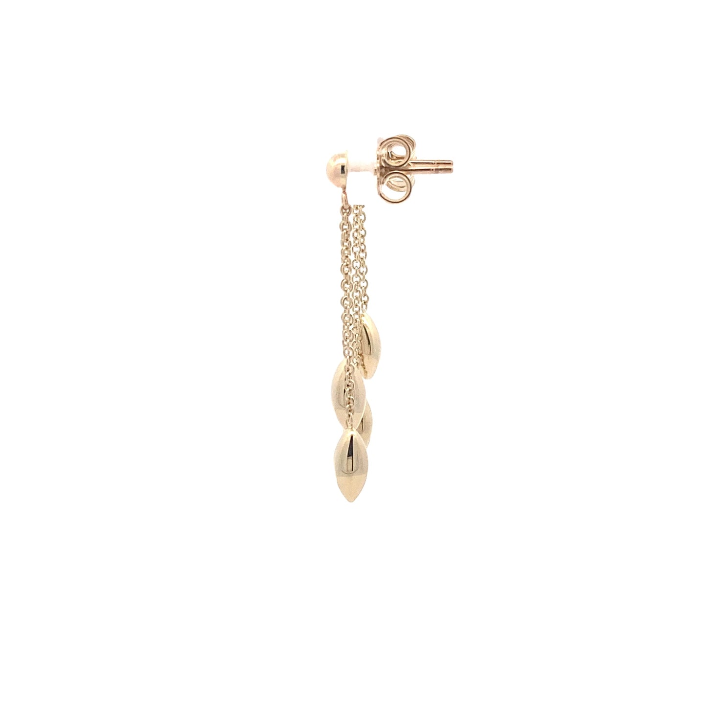 Yellow Gold Marquise Shaped Bead Drop Earrings