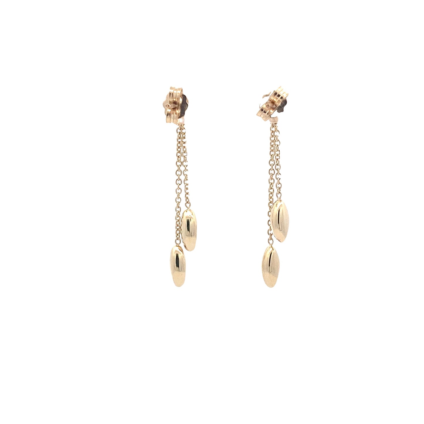 Yellow Gold Marquise Shaped Bead Drop Earrings