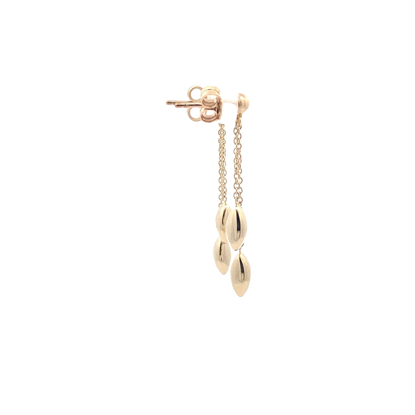 Yellow Gold Marquise Shaped Bead Drop Earrings