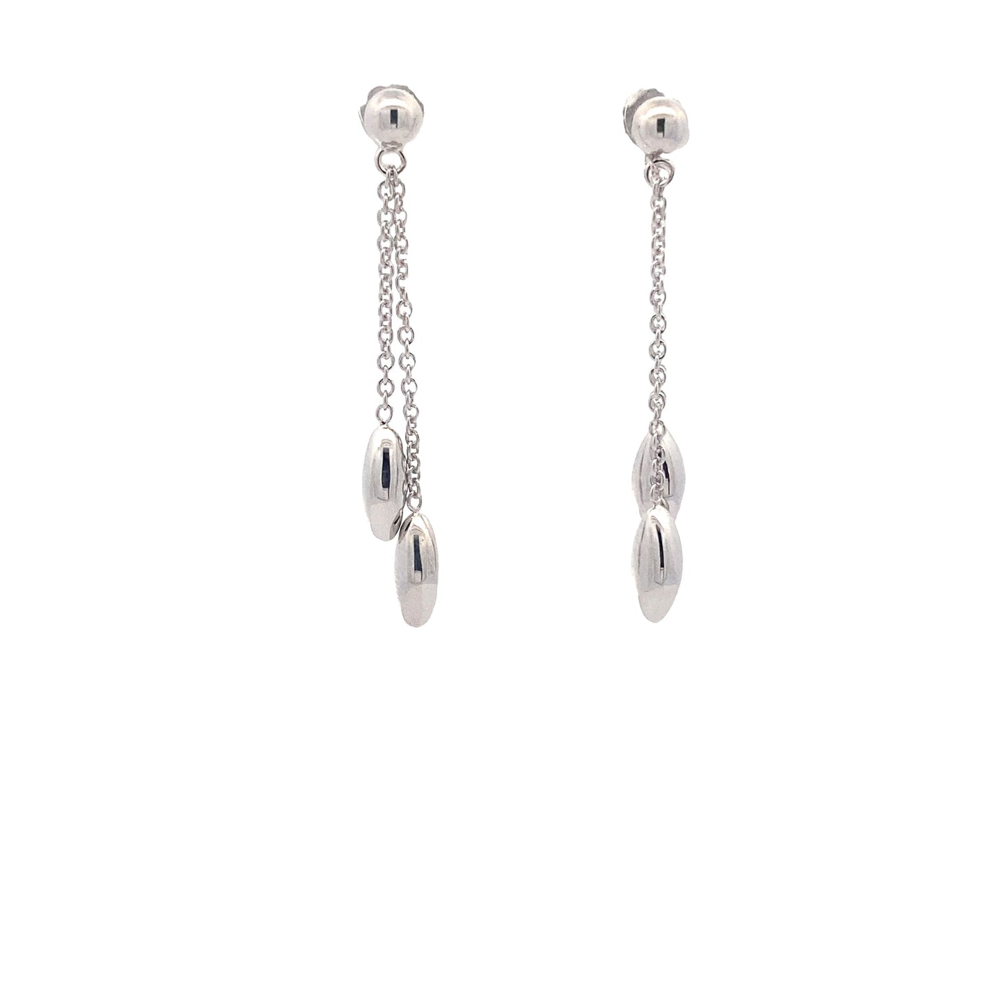 White Gold Marquise Shaped Bead Drop Earrings